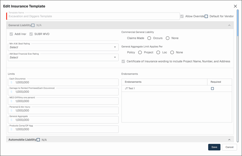 Edit Insurance Template