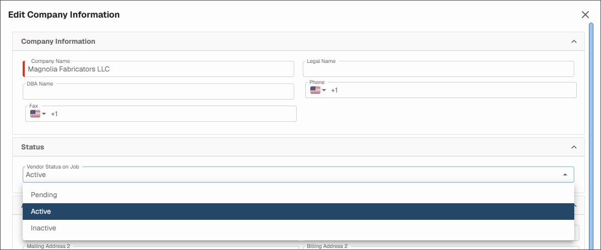 Inactivate Vendor