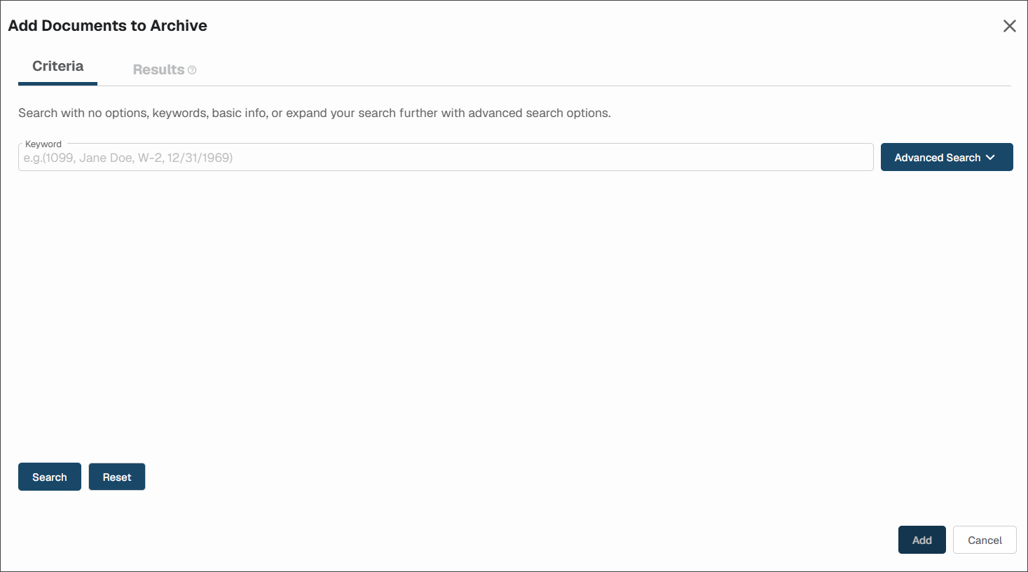 PVCVaultRetentionArchiveDocumentsNewArchiveCreateArchivepageAddDocumentstoArchivedialog-mh.PNG